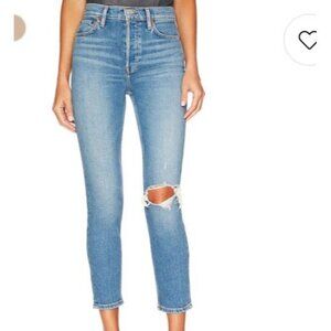 Re/Done Sz 30 Jeans 90’s High Rise Ankle Crop Worn Brook Blue Retro Minimalist